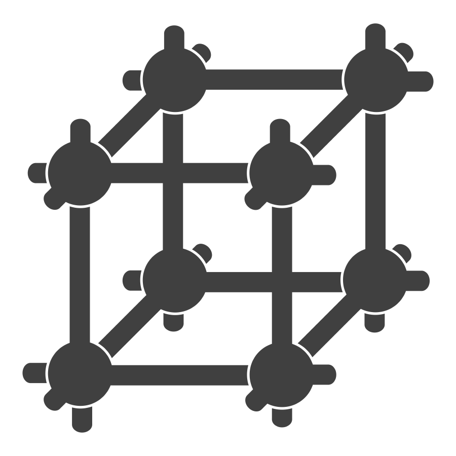 Frameworked cube and nodes logo